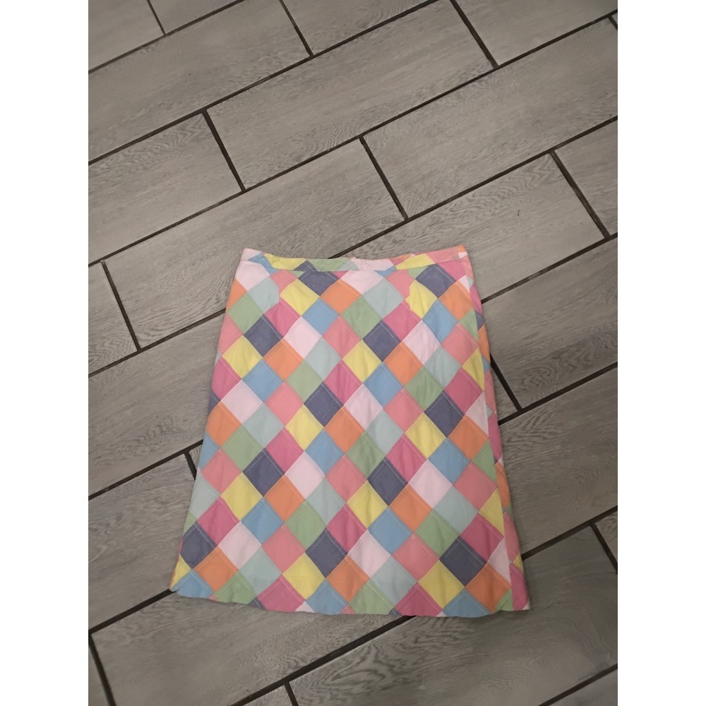Brooks Brothers 346 Patchwork‎ A Line Midi Skirt Women's Size 6 Cotton Colorful